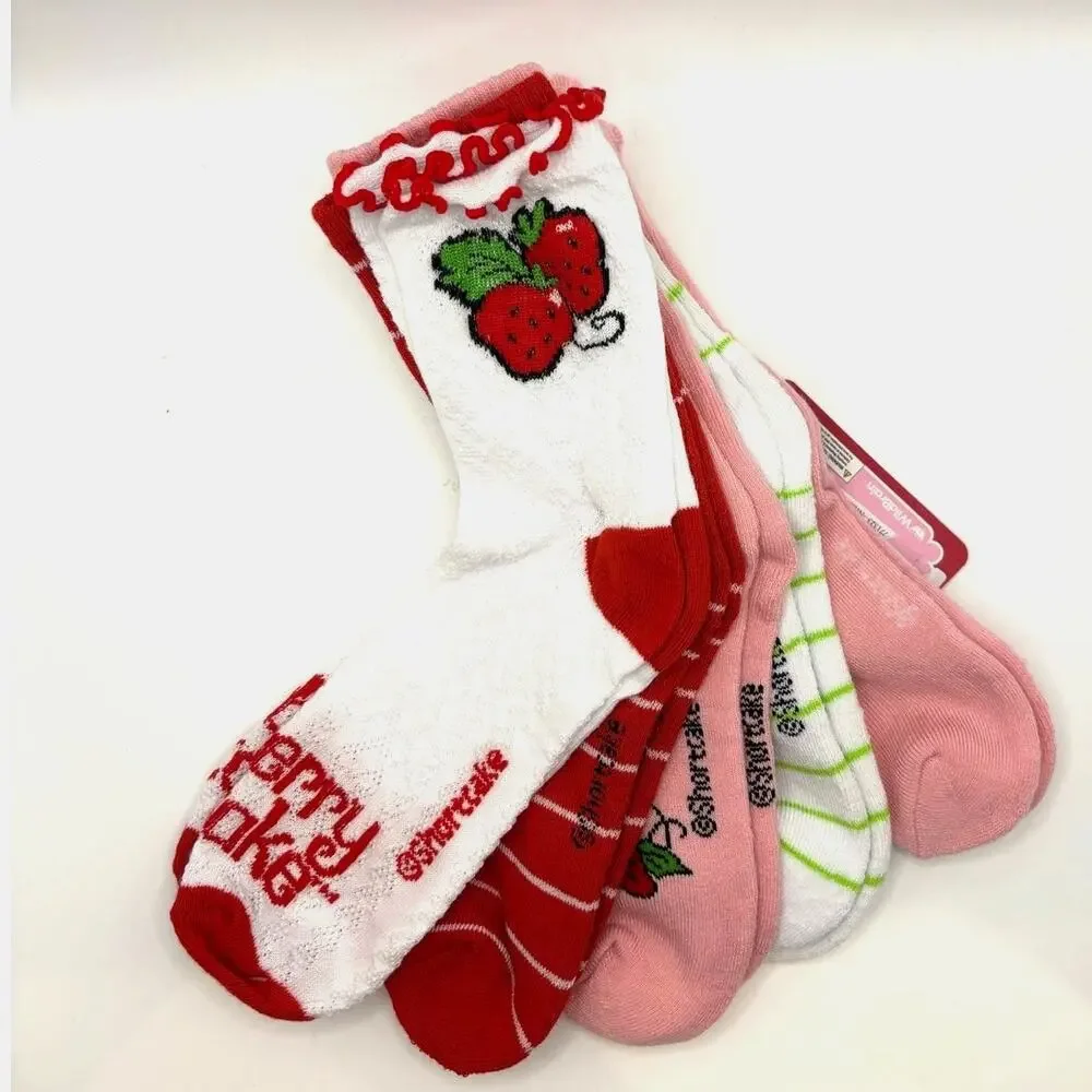 Strawberry Shortcake Socks, 5 Pairs, Ankle Socks Size 9-11 - New